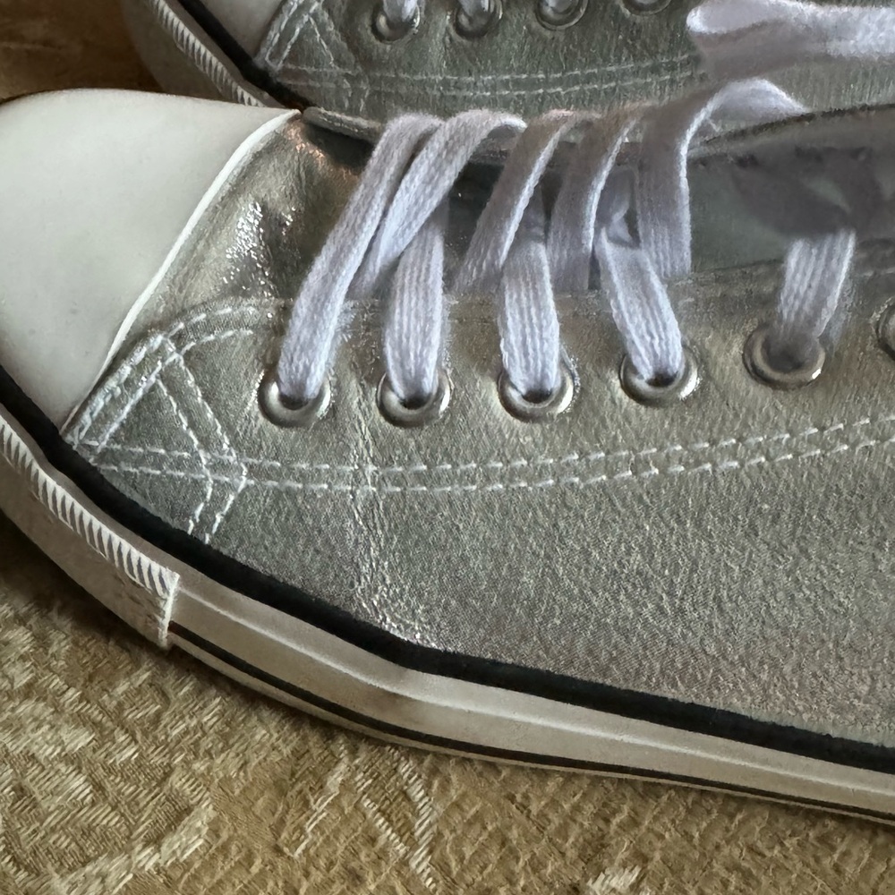 Silver tennis shoes